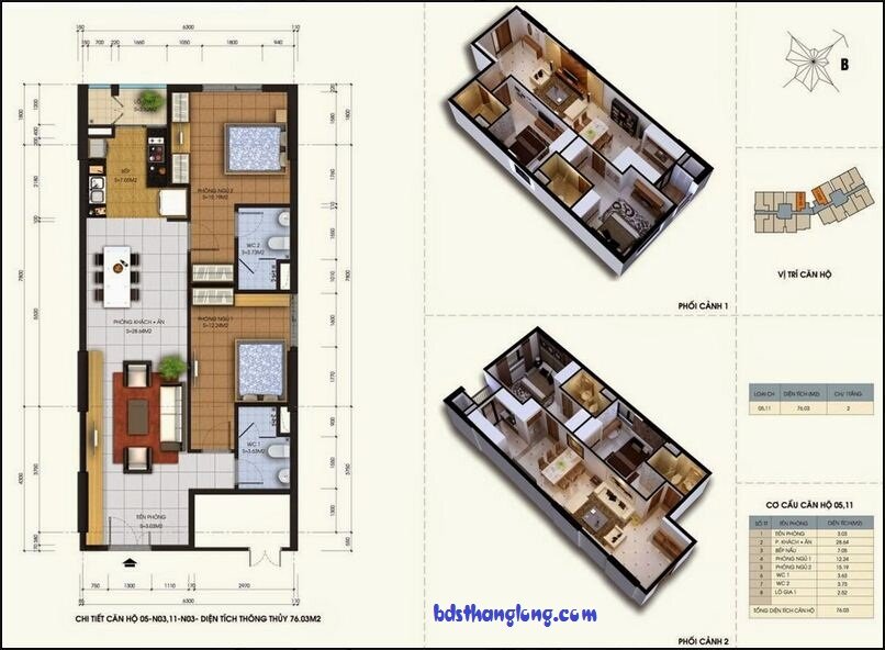 thiết kế căn hộ chung cư 87 Lĩnh Nam